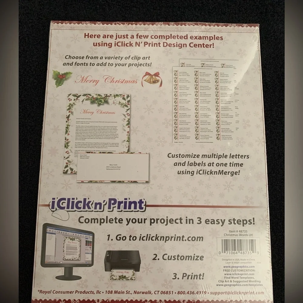 New Geographics Double Sided Christmas Theme Letterhead Paper, 40 Count
